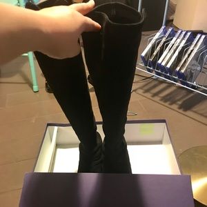 Stuart Weitzman reserve half/half black suede boot